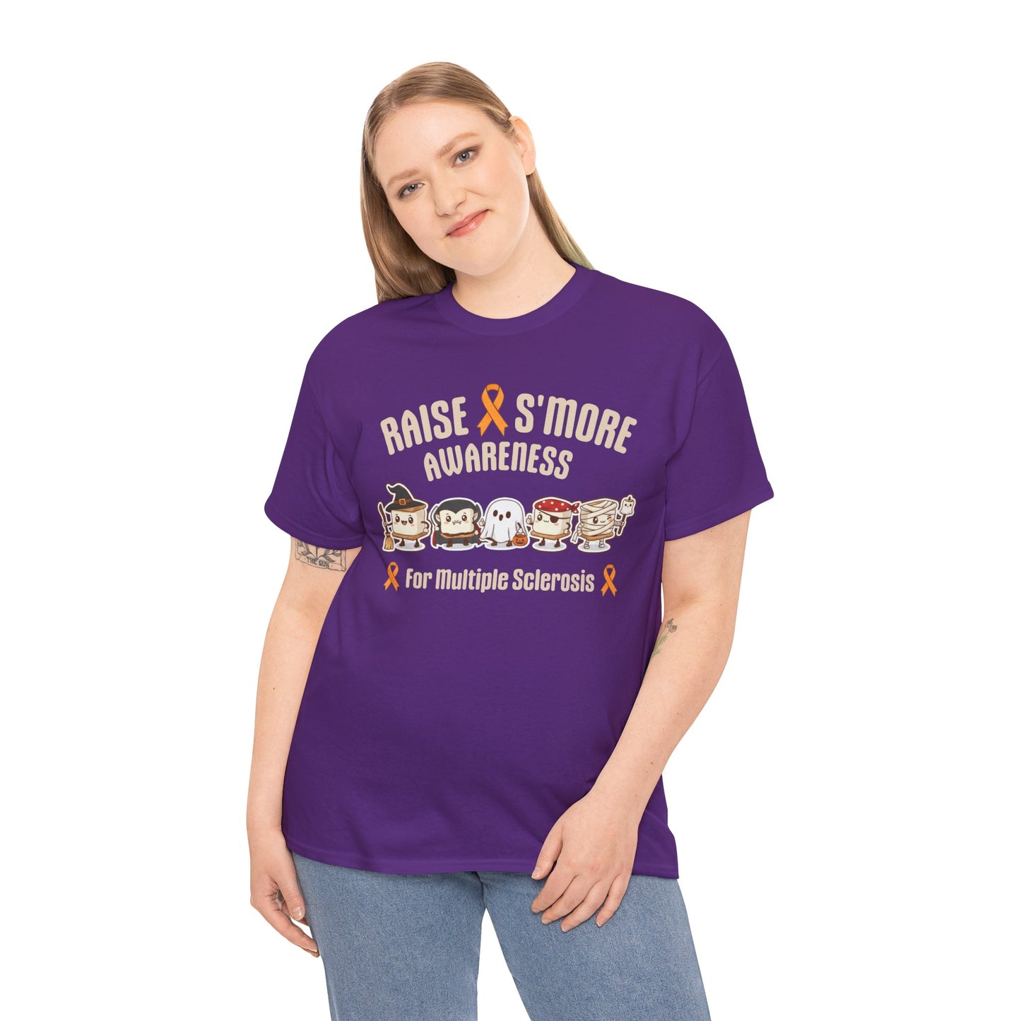 Cute Raise Awareness S'More Adult Unisex Cotton T-Shirt- Multiple Sclerosis Support Shirt, S'More Fun for a Cause, Gift for Awareness Events
