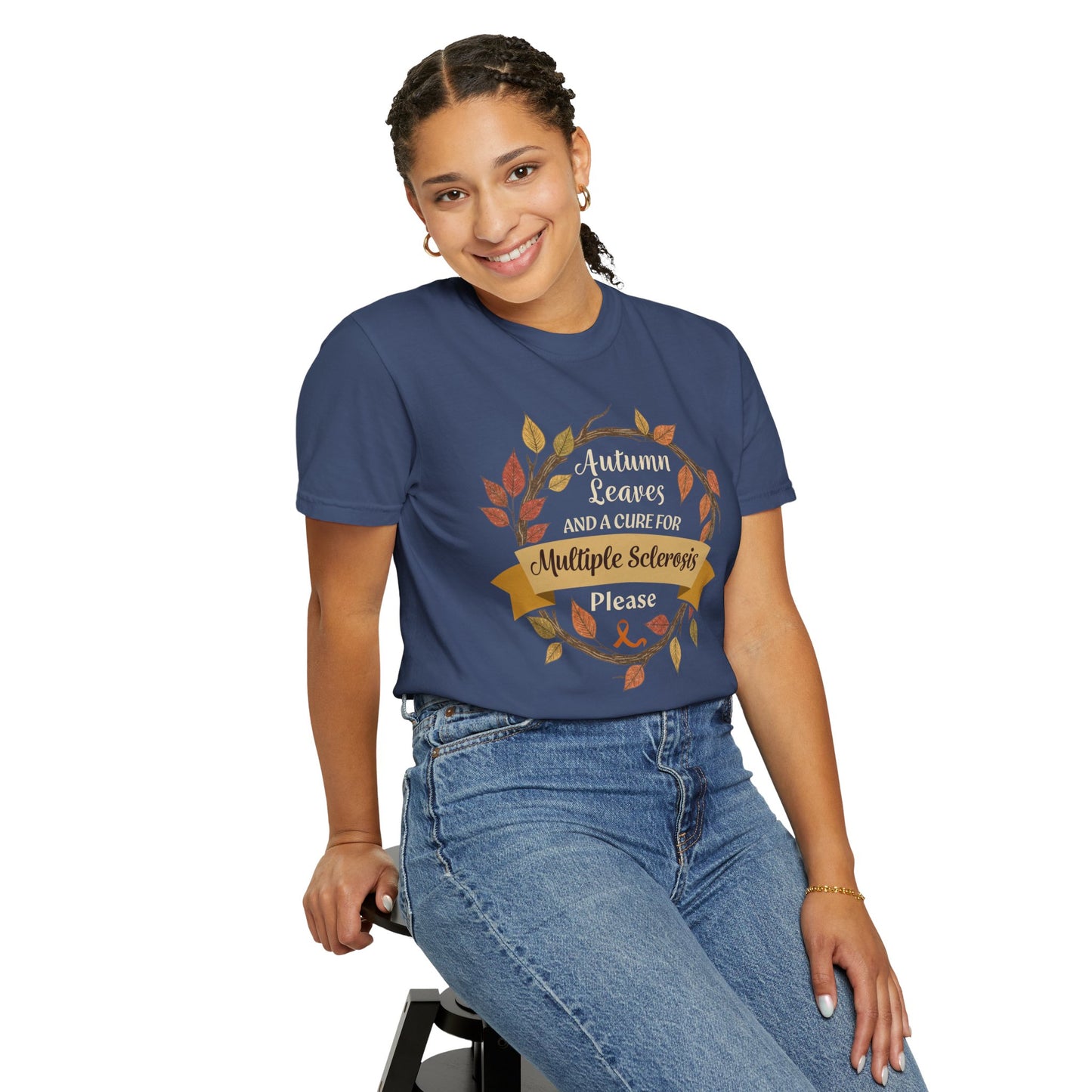 Autumn Leaves Multiple Sclerosis Awareness T-shirt, Unisex Graphic Tee, Fall Fashion, Support MS Research, Gift for Her