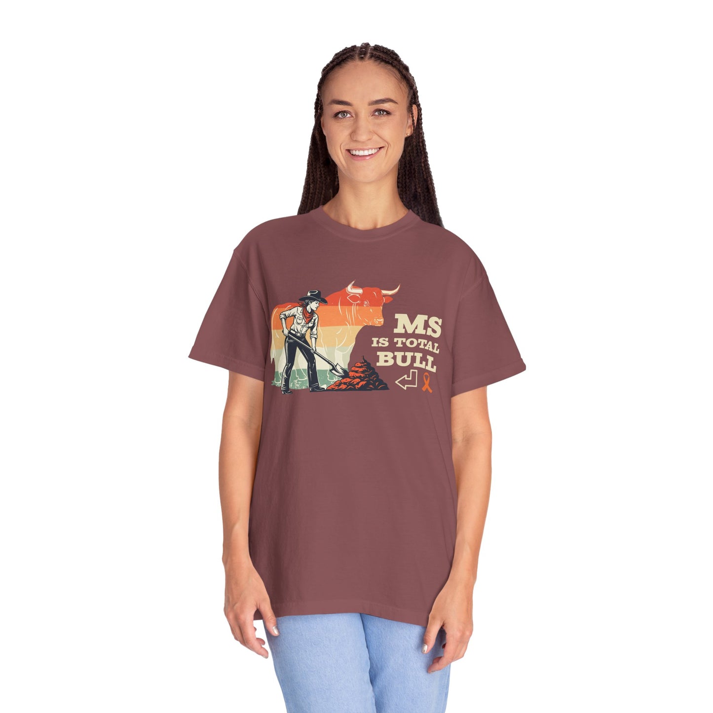 MS is Total Bull Cowgirl Unisex Garment-Dyed T-shirt Snarky Awareness