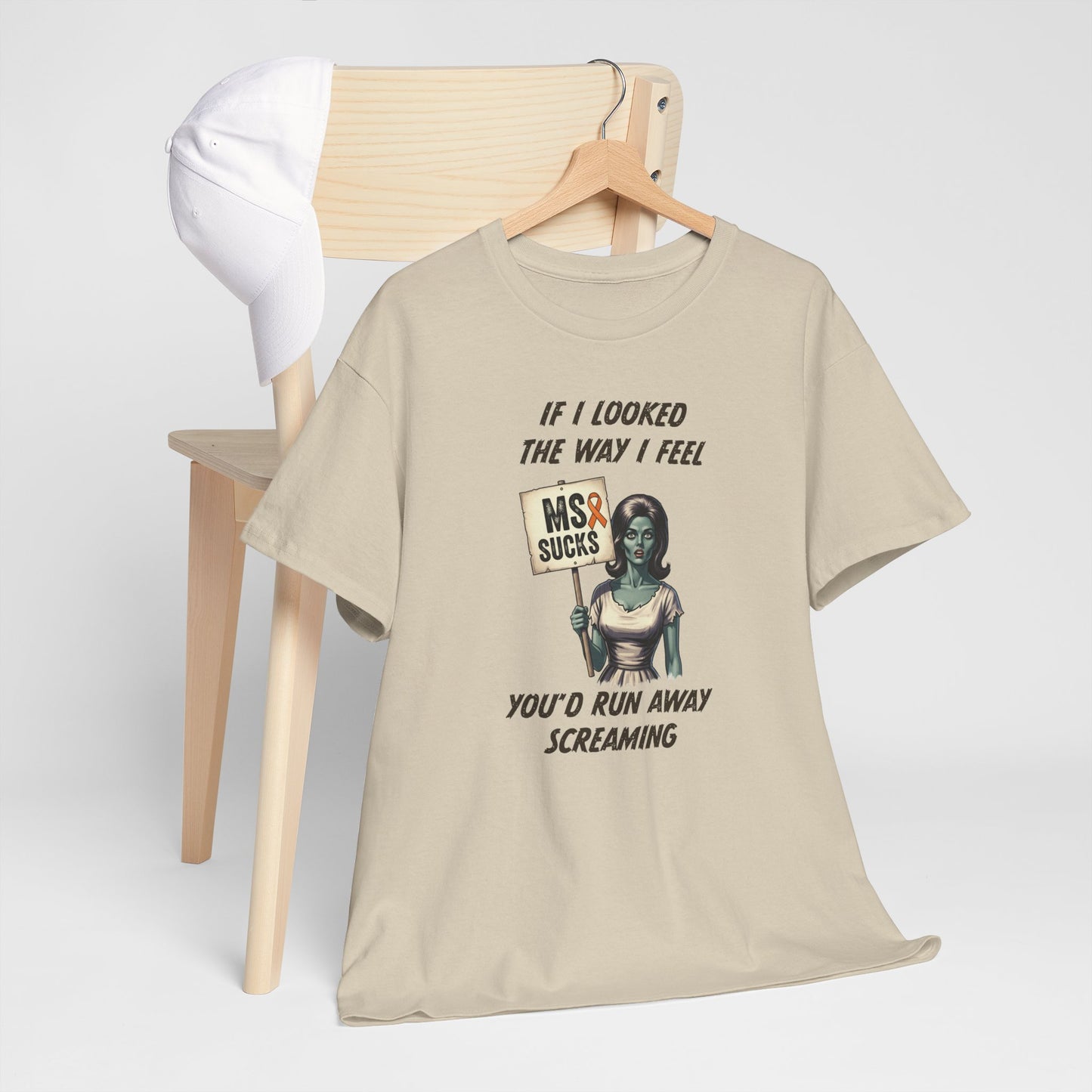 If I Looked the Way I Feel Unisex Heavy Cotton Tee MS Awareness, Funny Gift, MS Support, Casual Wear