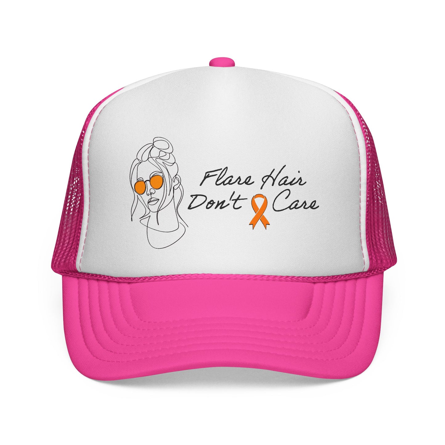 Flare Hair Don't Care Trucker Cap | Funny MS Awareness Hat | Chronic Illness Warrior Cap