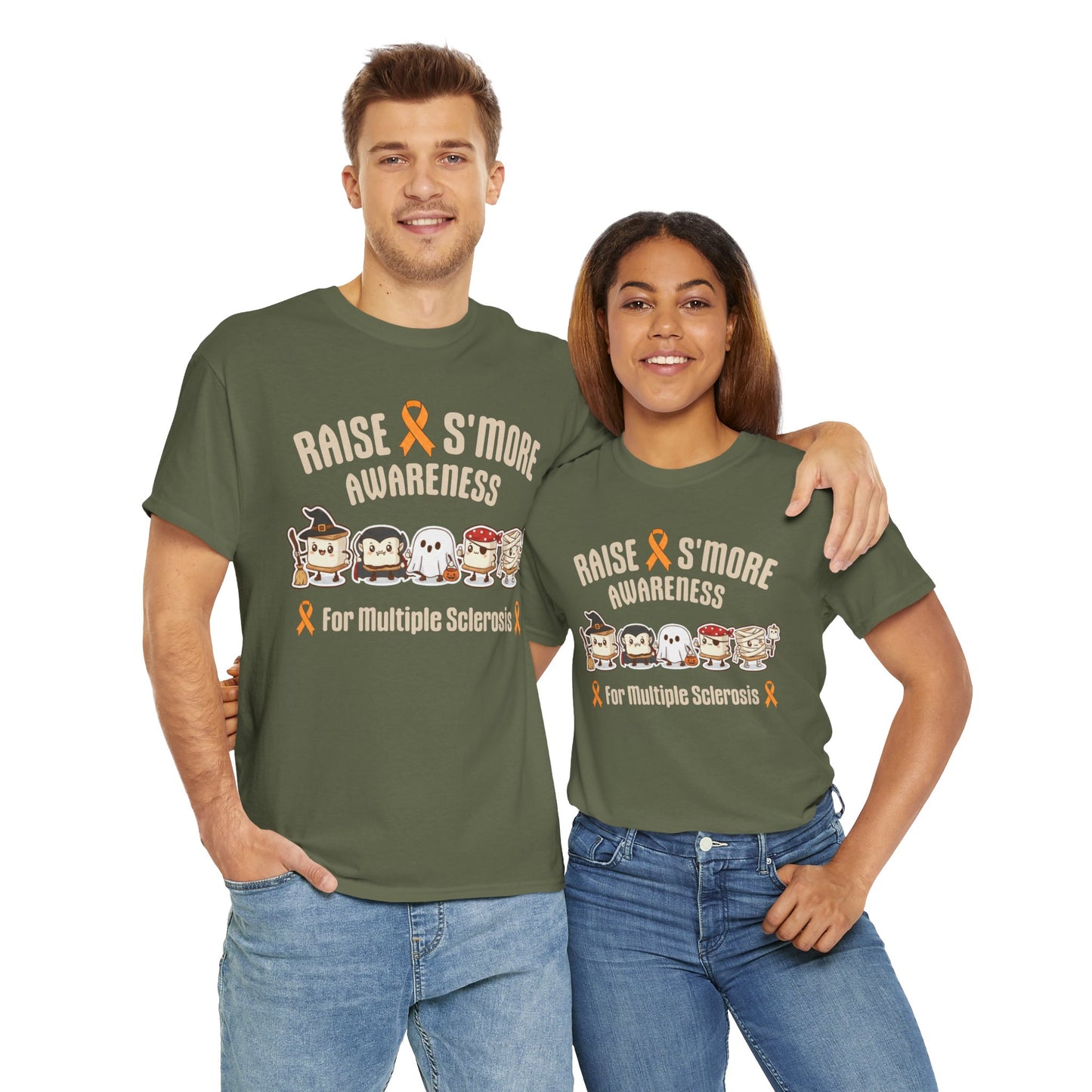 Cute Raise Awareness S'More Adult Unisex Cotton T-Shirt- Multiple Sclerosis Support Shirt, S'More Fun for a Cause, Gift for Awareness Events