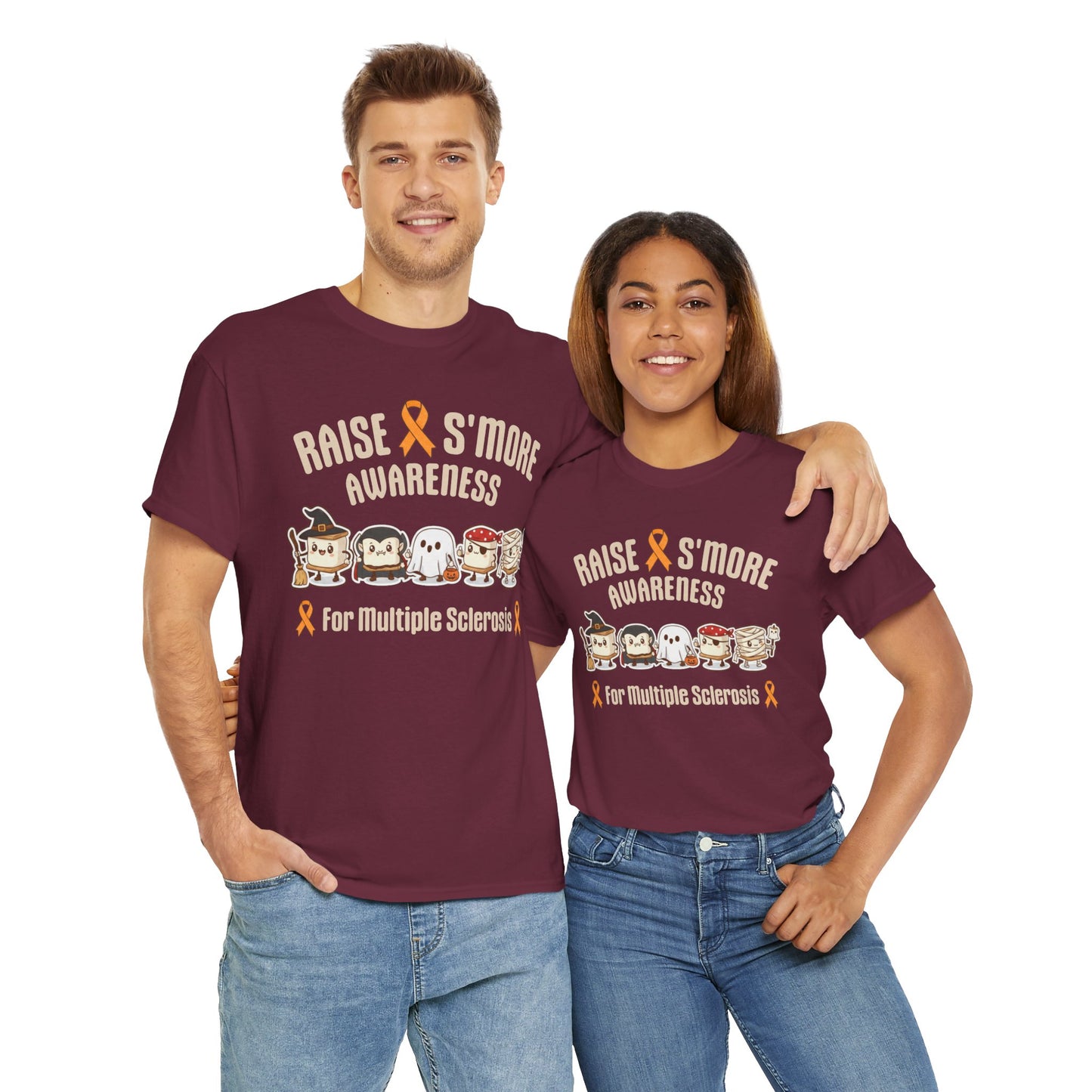 Cute Raise Awareness S'More Adult Unisex Cotton T-Shirt- Multiple Sclerosis Support Shirt, S'More Fun for a Cause, Gift for Awareness Events