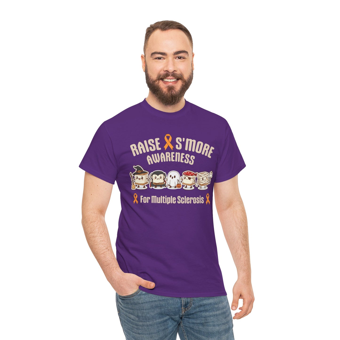 Cute Raise Awareness S'More Adult Unisex Cotton T-Shirt- Multiple Sclerosis Support Shirt, S'More Fun for a Cause, Gift for Awareness Events