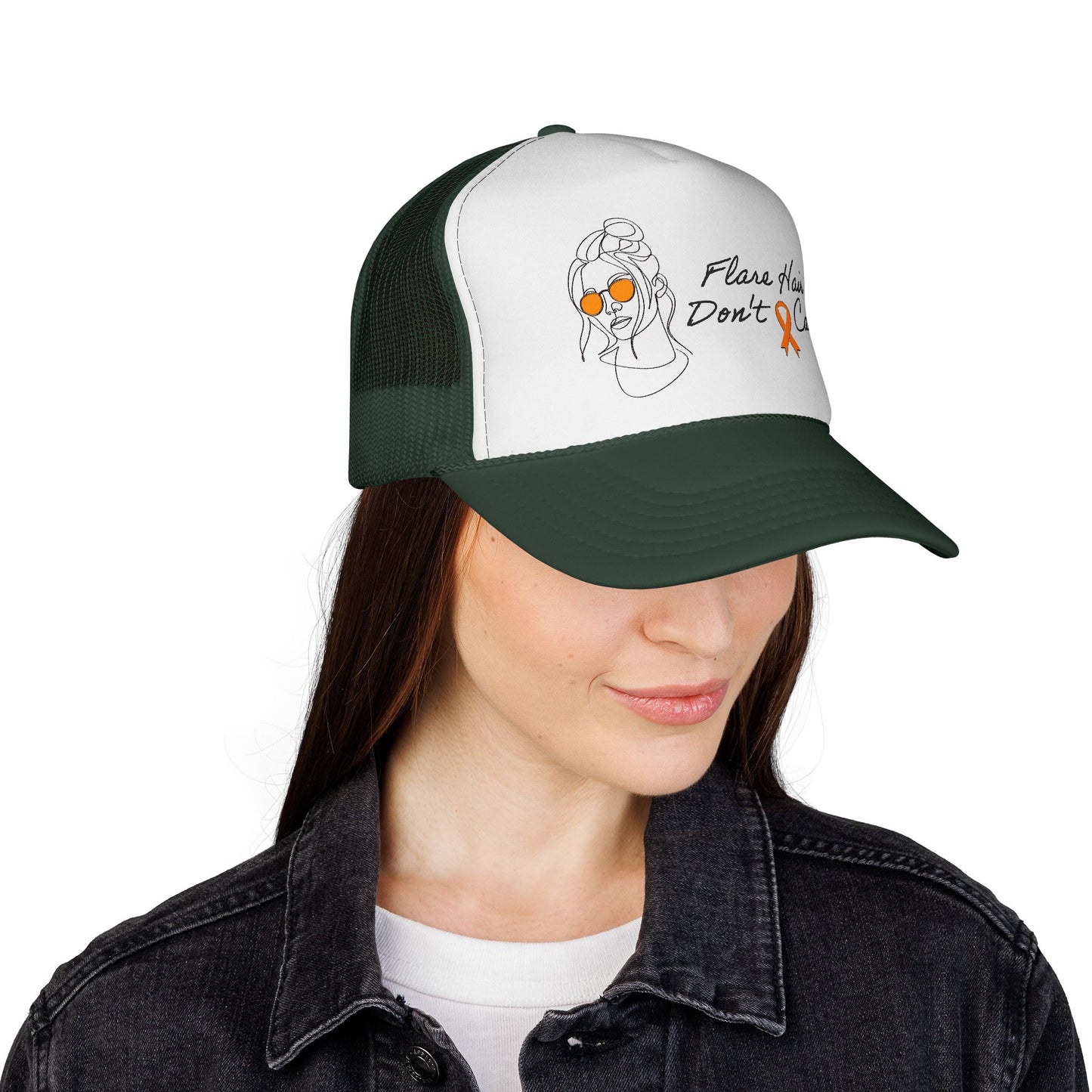 Flare Hair Don't Care Trucker Cap | Funny MS Awareness Hat | Chronic Illness Warrior Cap