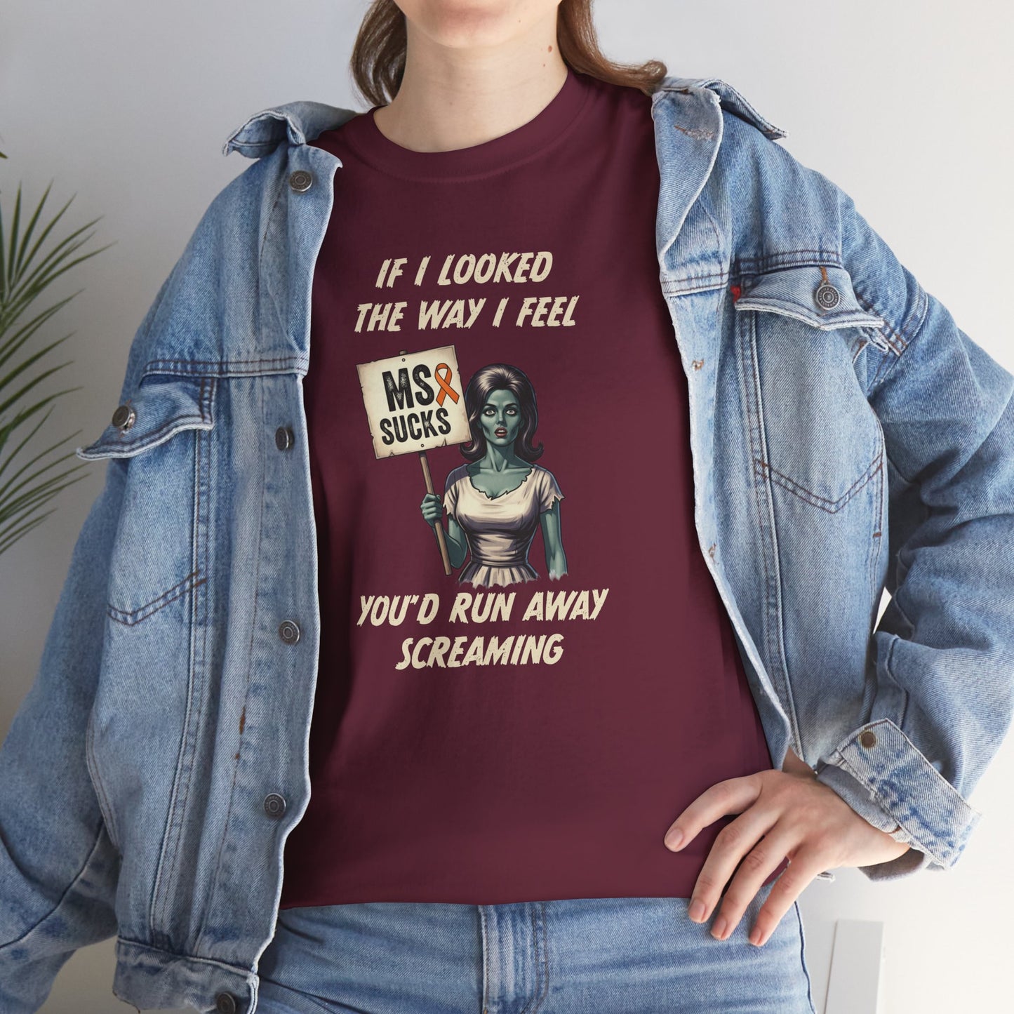 If I Looked the Way I Feel Unisex Heavy Cotton Tee MS Awareness, Funny Gift, MS Support, Casual Wear