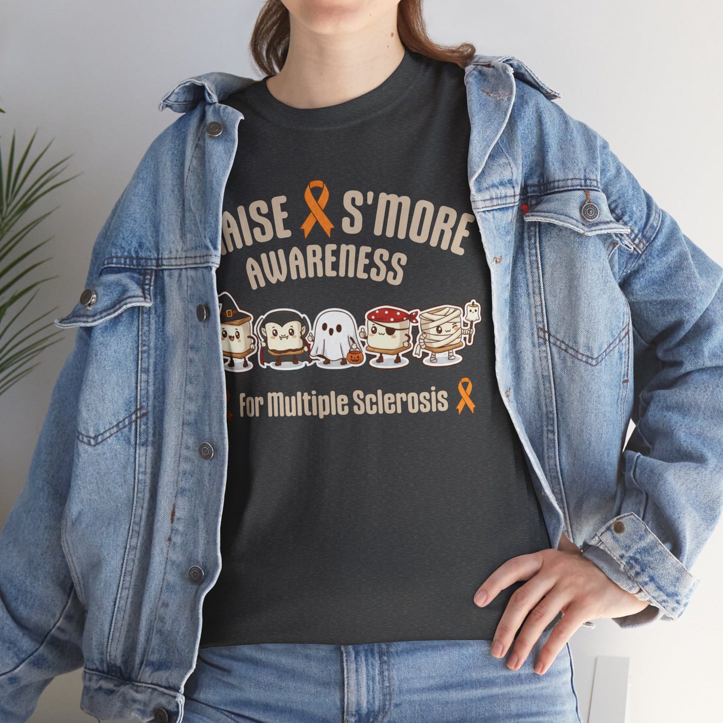 Cute Raise Awareness S'More Adult Unisex Cotton T-Shirt- Multiple Sclerosis Support Shirt, S'More Fun for a Cause, Gift for Awareness Events