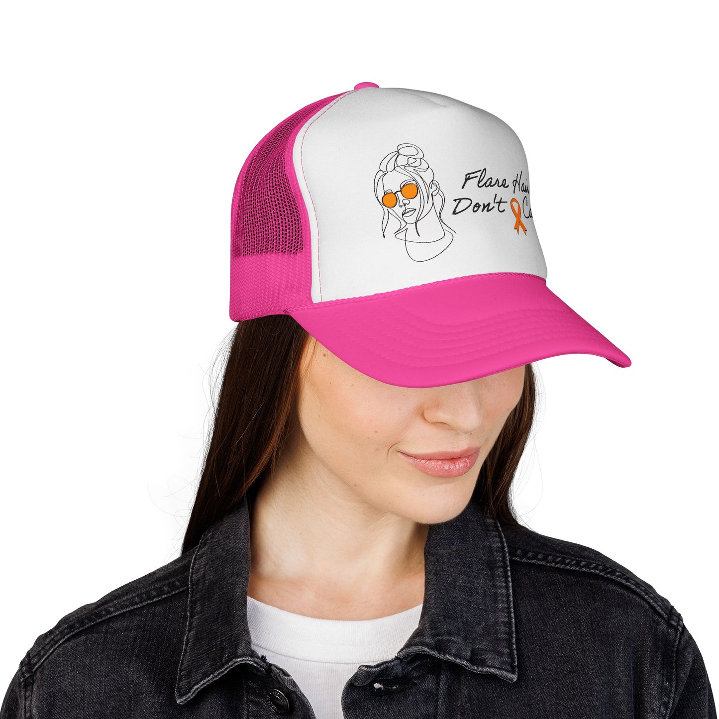 Flare Hair Don't Care Trucker Cap | Funny MS Awareness Hat | Chronic Illness Warrior Cap