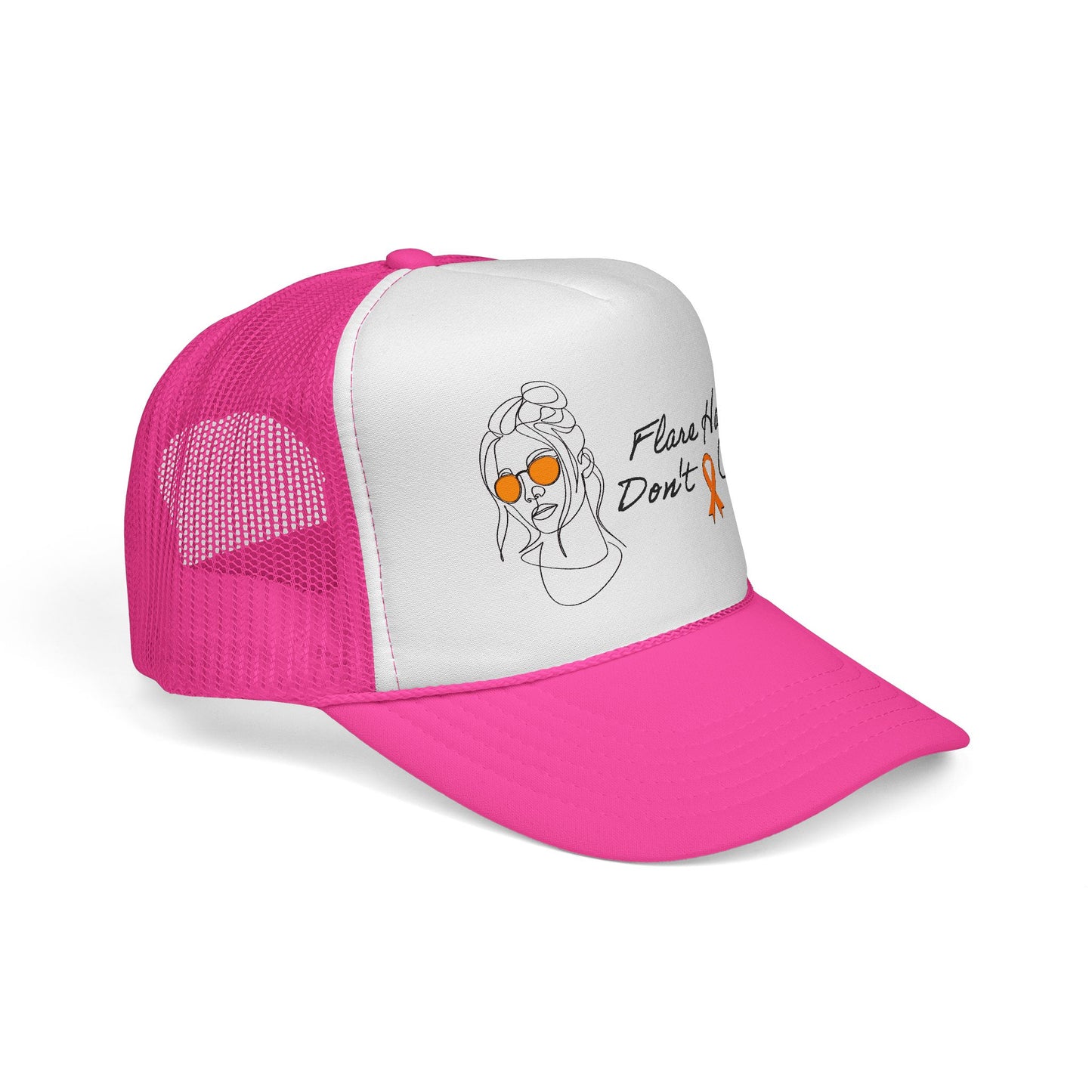 Flare Hair Don't Care Trucker Cap | Funny MS Awareness Hat | Chronic Illness Warrior Cap