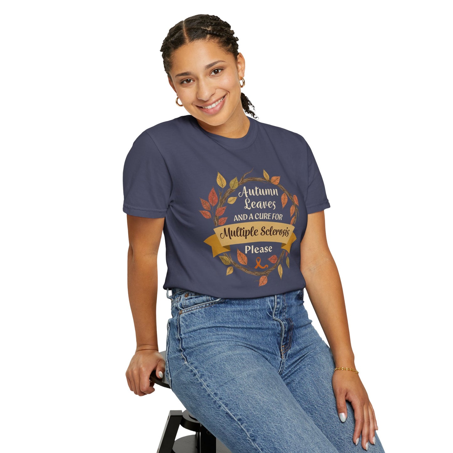 Autumn Leaves Multiple Sclerosis Awareness T-shirt, Unisex Graphic Tee, Fall Fashion, Support MS Research, Gift for Her