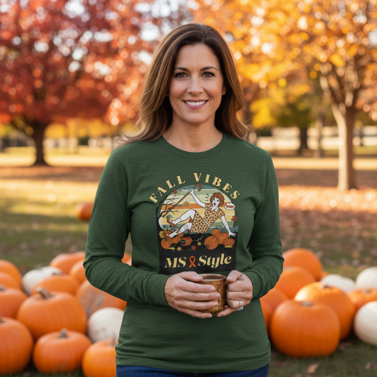 Long Sleeve Tee - Fall Vibes with MS Vintage Pumpkin Patch