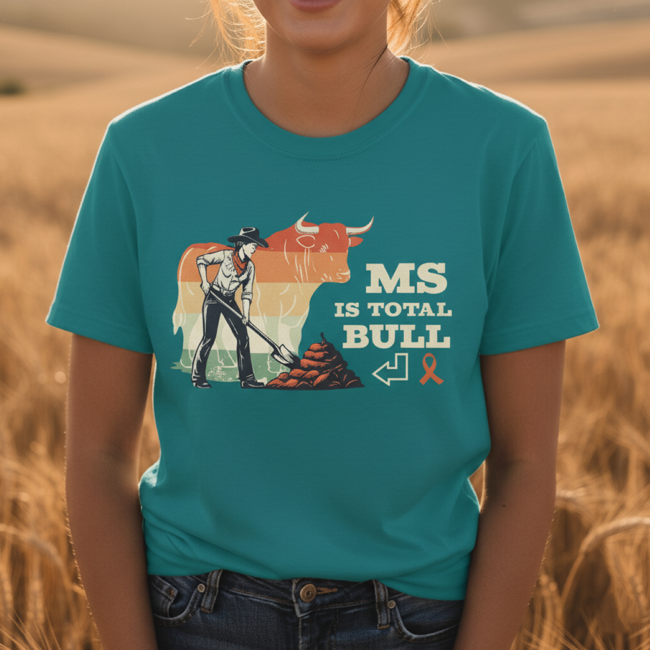 MS is Total Bull Cowgirl Unisex Garment-Dyed T-shirt Snarky Awareness