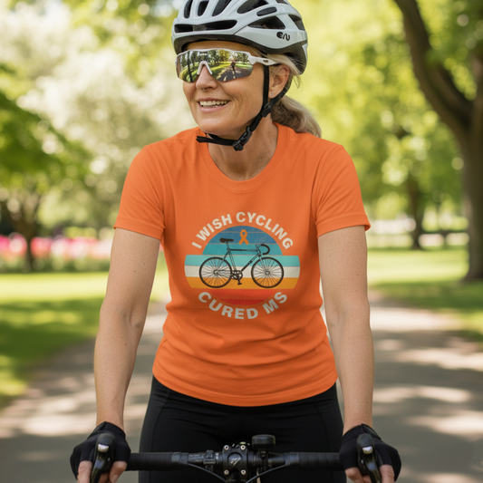 Cute I Wish CYCLING Cured MS - Adult Tee Multiple Sclerosis Awareness, Charity Shirt, Unisex, Gift for Supporters, Fundraising Apparel
