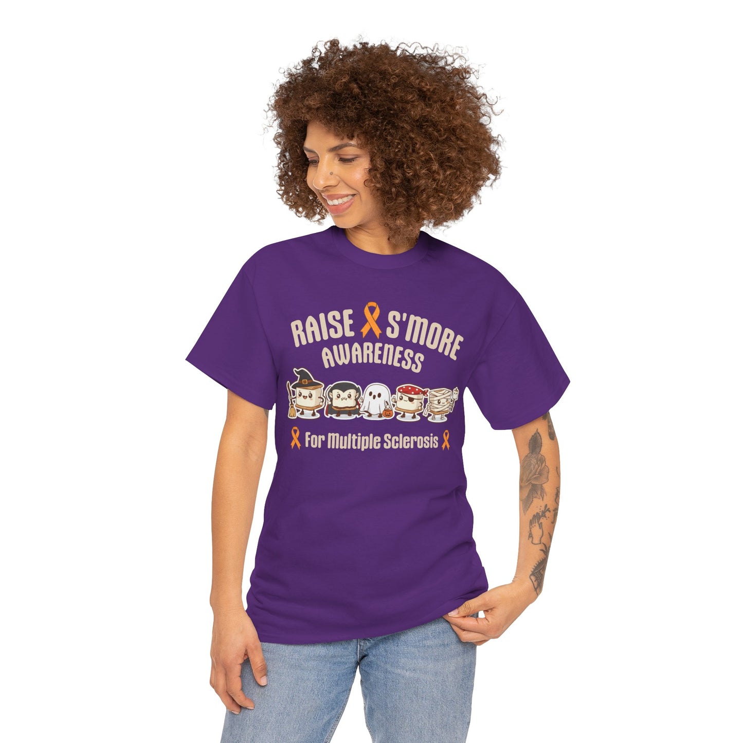 Cute Raise Awareness S'More Adult Unisex Cotton T-Shirt- Multiple Sclerosis Support Shirt, S'More Fun for a Cause, Gift for Awareness Events