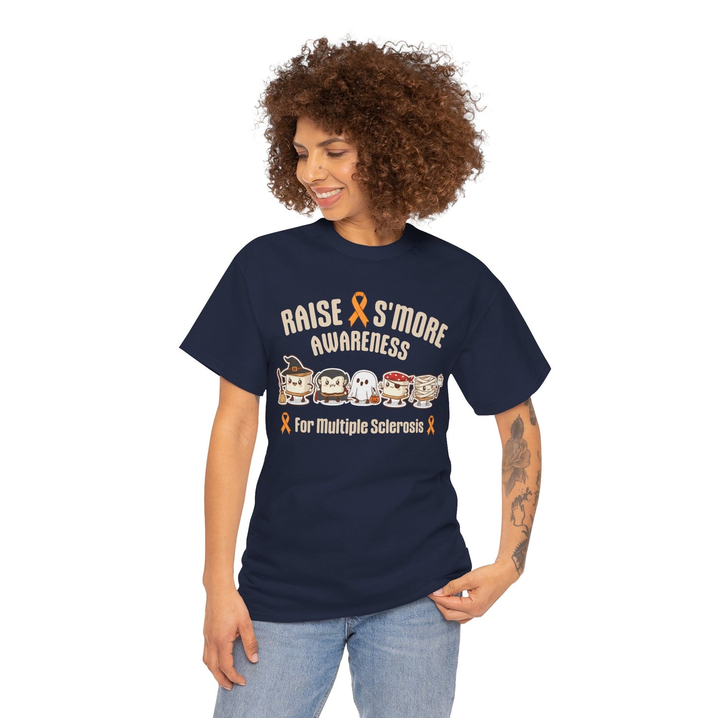 Cute Raise Awareness S'More Adult Unisex Cotton T-Shirt- Multiple Sclerosis Support Shirt, S'More Fun for a Cause, Gift for Awareness Events