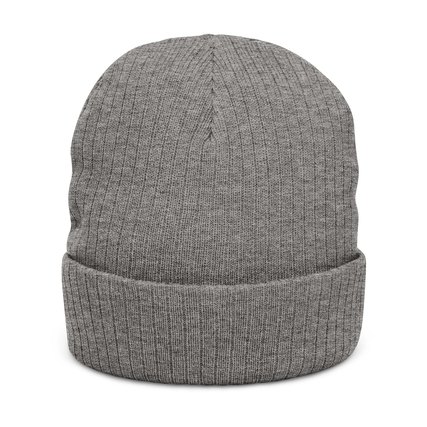 Peace Love Cure MS Embroidered Ribbed Knit Beanie - Love, Peace, Heart Design