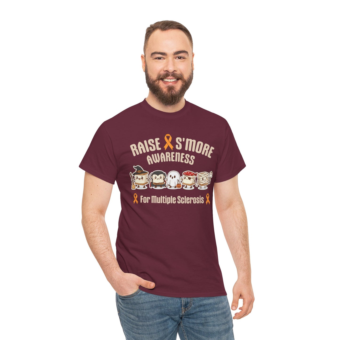 Cute Raise Awareness S'More Adult Unisex Cotton T-Shirt- Multiple Sclerosis Support Shirt, S'More Fun for a Cause, Gift for Awareness Events