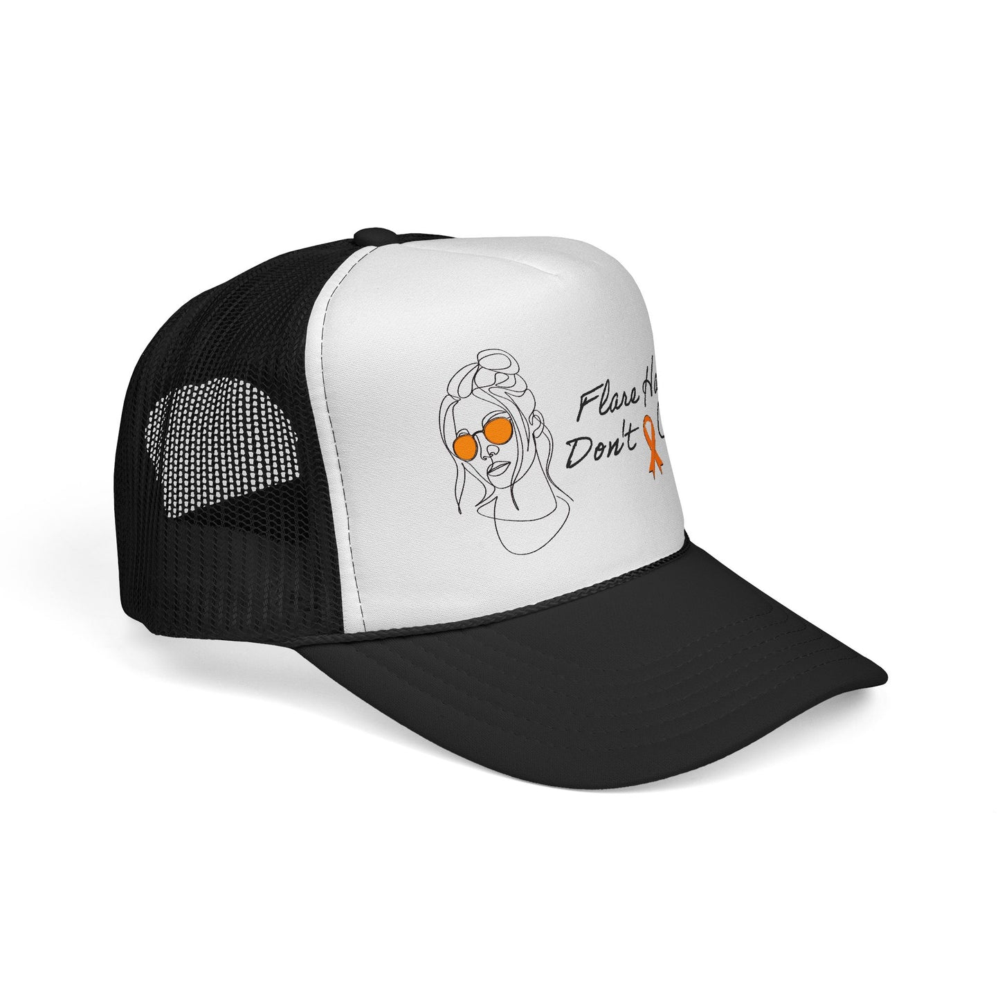 Flare Hair Don't Care Trucker Cap | Funny MS Awareness Hat | Chronic Illness Warrior Cap