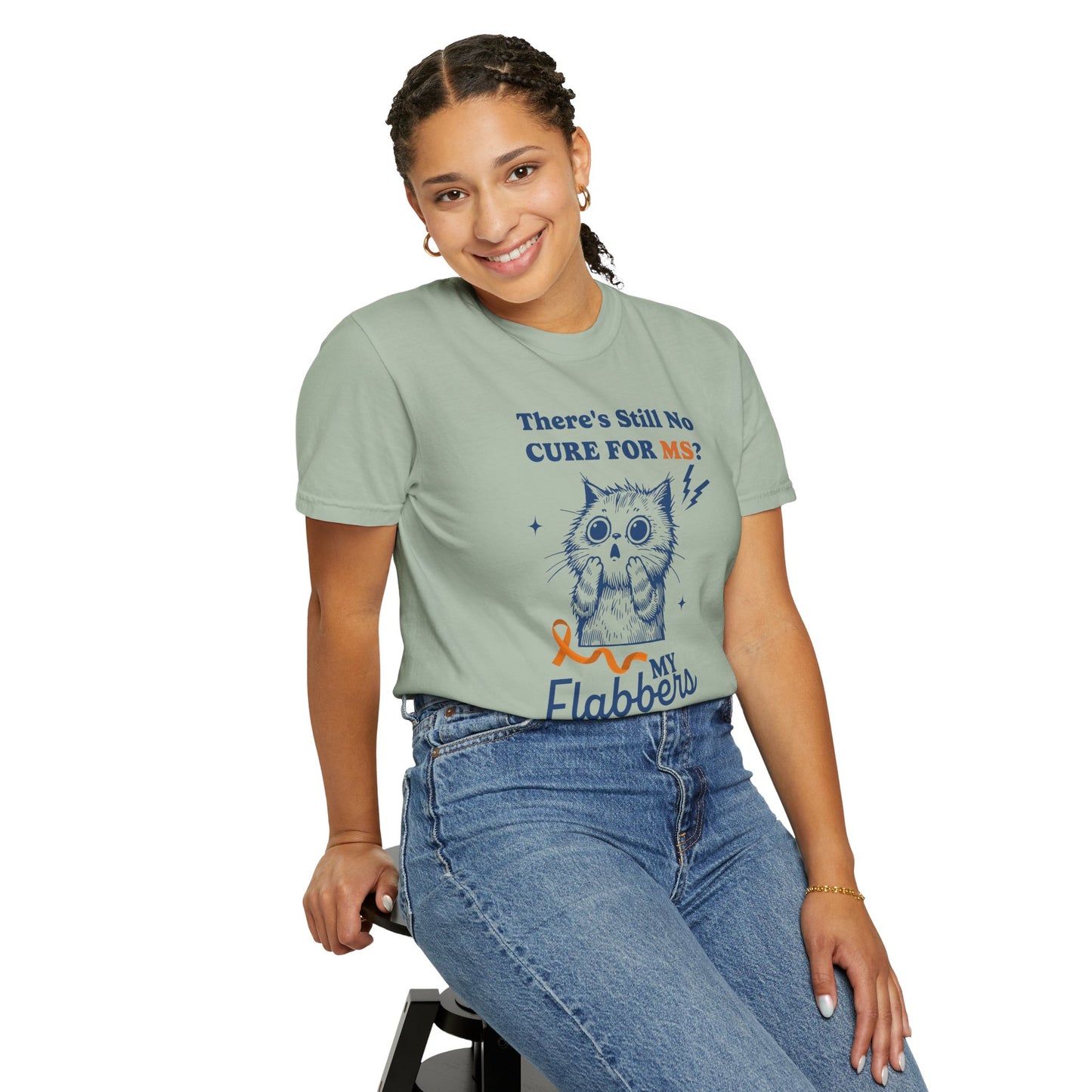 Cute Cat MS Awareness T-Shirt, Unisex Garment-Dyed Tee, "My Flabbers Have Been Gasted" MS Awareness T-Shirt Funny Cat Shirt, Animal Lover Gift, Humor for MS Awareness