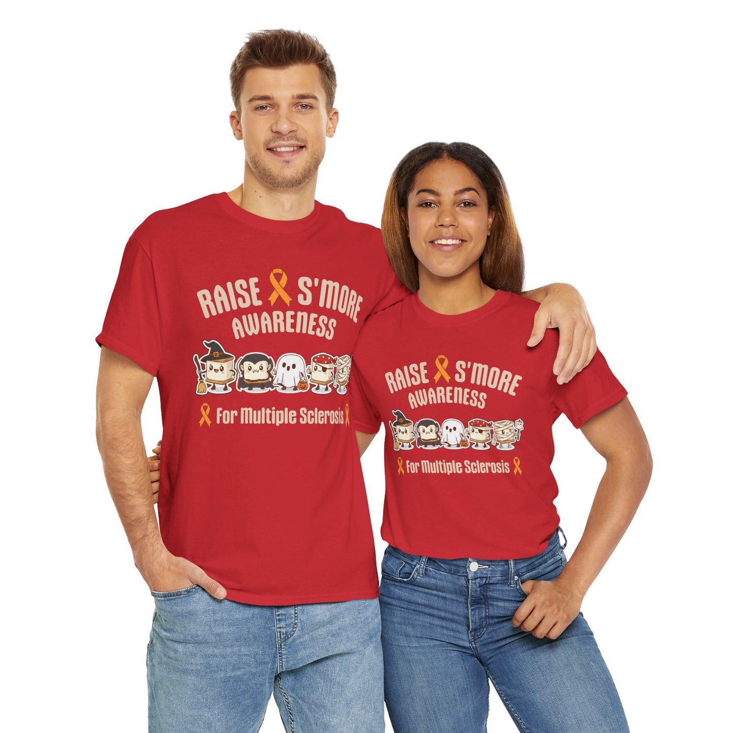 Cute Raise Awareness S'More Adult Unisex Cotton T-Shirt- Multiple Sclerosis Support Shirt, S'More Fun for a Cause, Gift for Awareness Events