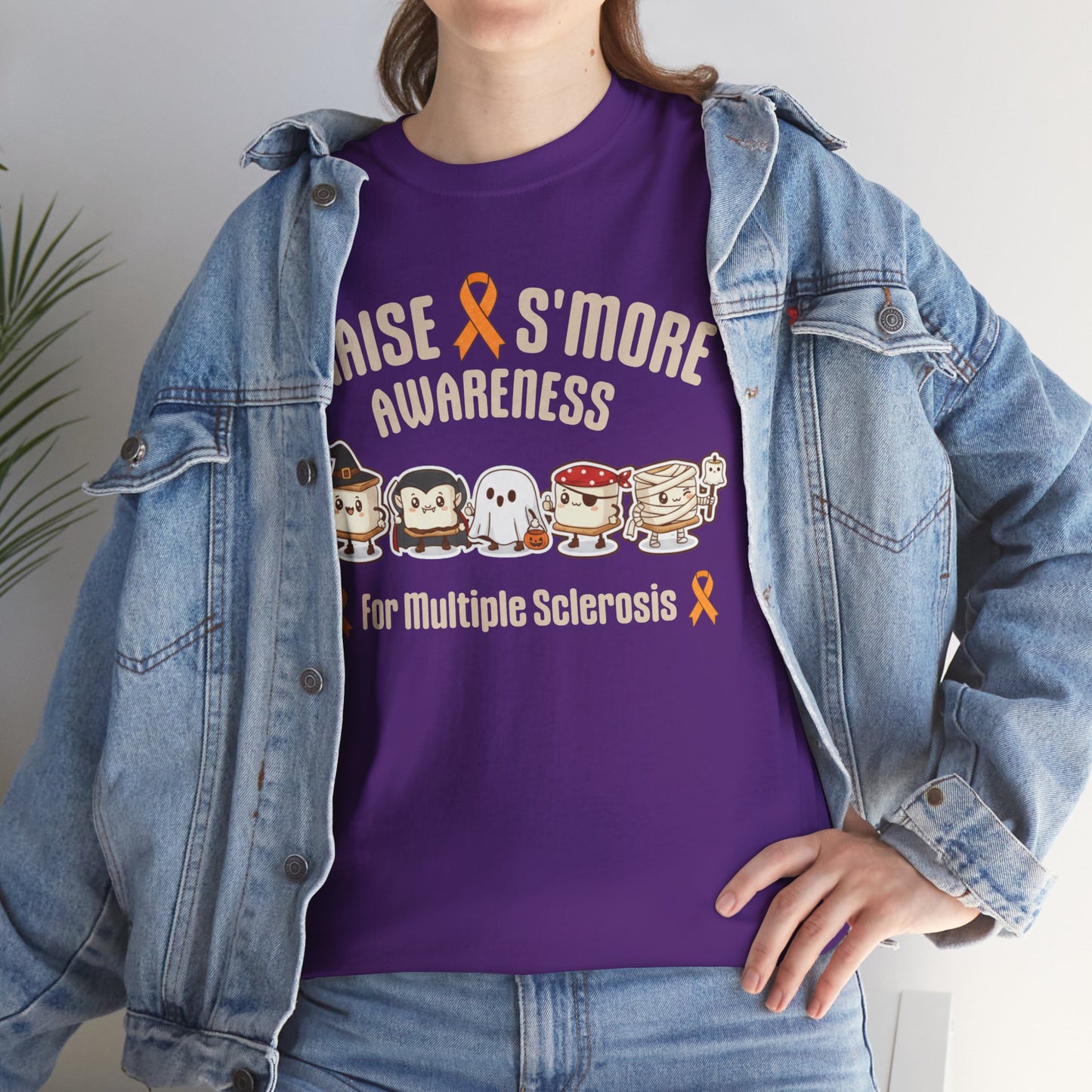Cute Raise Awareness S'More Adult Unisex Cotton T-Shirt- Multiple Sclerosis Support Shirt, S'More Fun for a Cause, Gift for Awareness Events