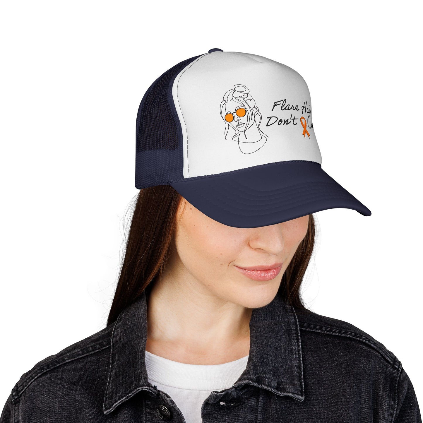 Flare Hair Don't Care Trucker Cap | Funny MS Awareness Hat | Chronic Illness Warrior Cap