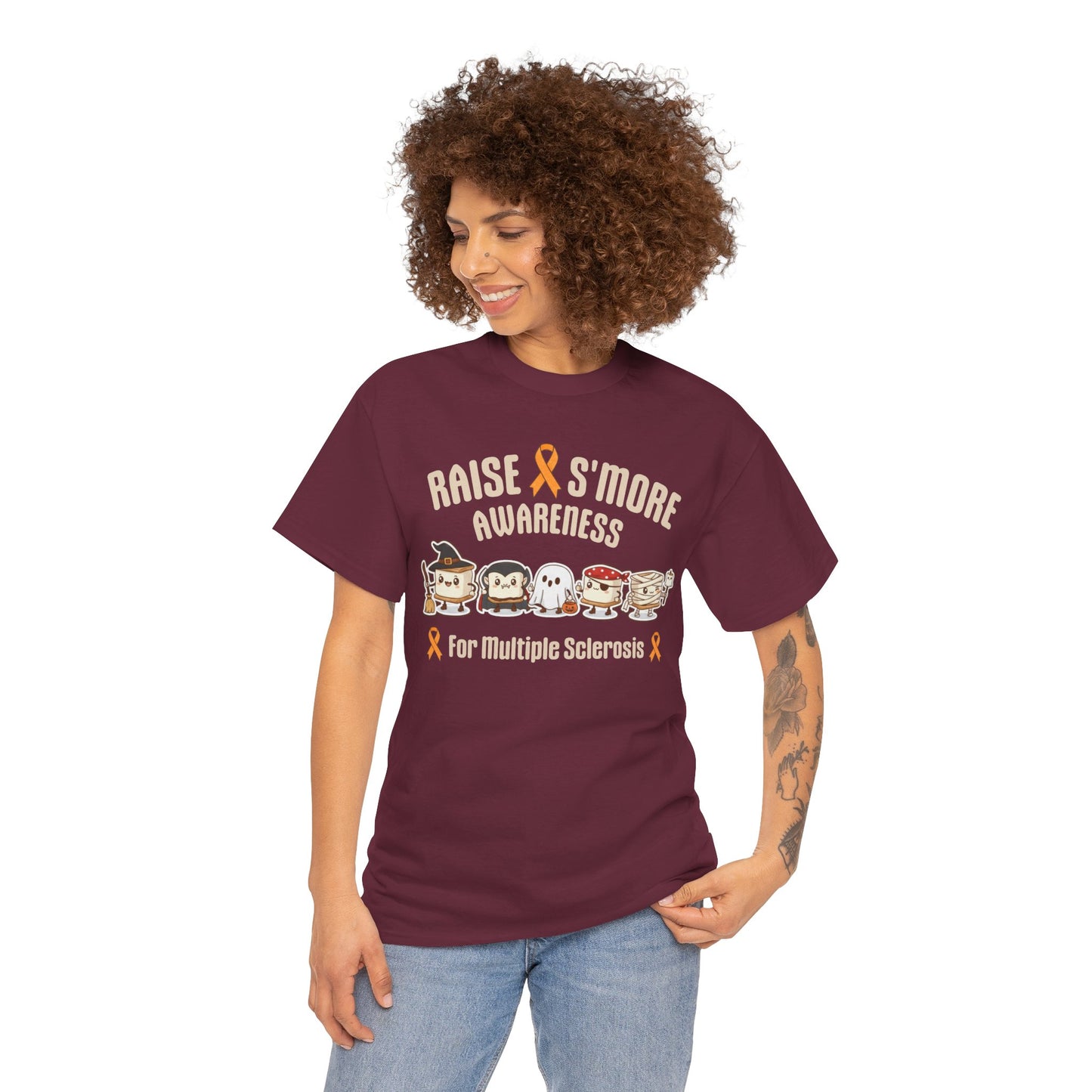 Cute Raise Awareness S'More Adult Unisex Cotton T-Shirt- Multiple Sclerosis Support Shirt, S'More Fun for a Cause, Gift for Awareness Events