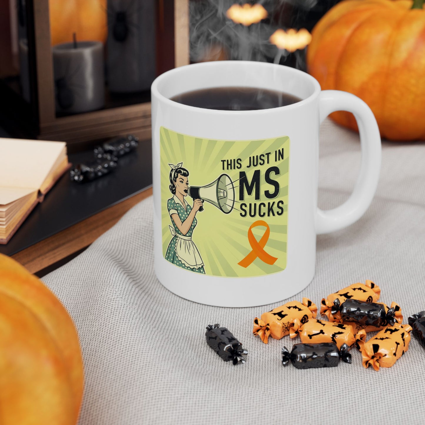 MS Sucks 1950s Housewife with Megaphone Ceramic Mug 11oz