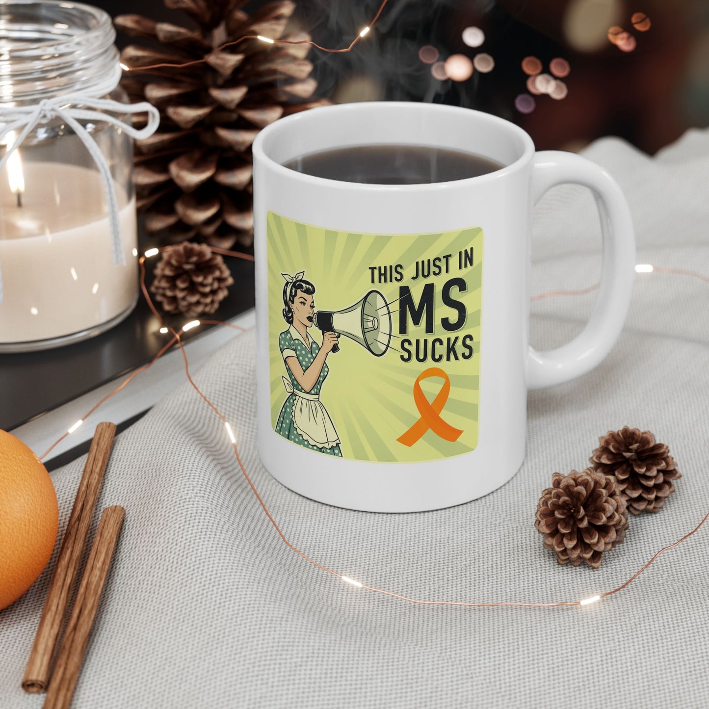 MS Sucks 1950s Housewife with Megaphone Ceramic Mug 11oz