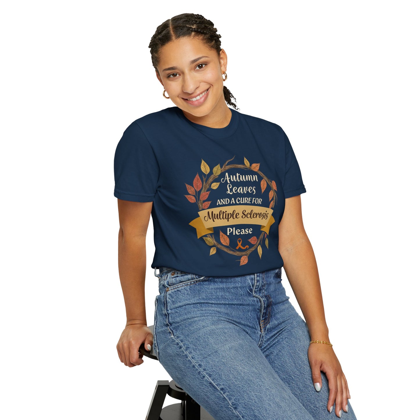 Autumn Leaves Multiple Sclerosis Awareness T-shirt, Unisex Graphic Tee, Fall Fashion, Support MS Research, Gift for Her