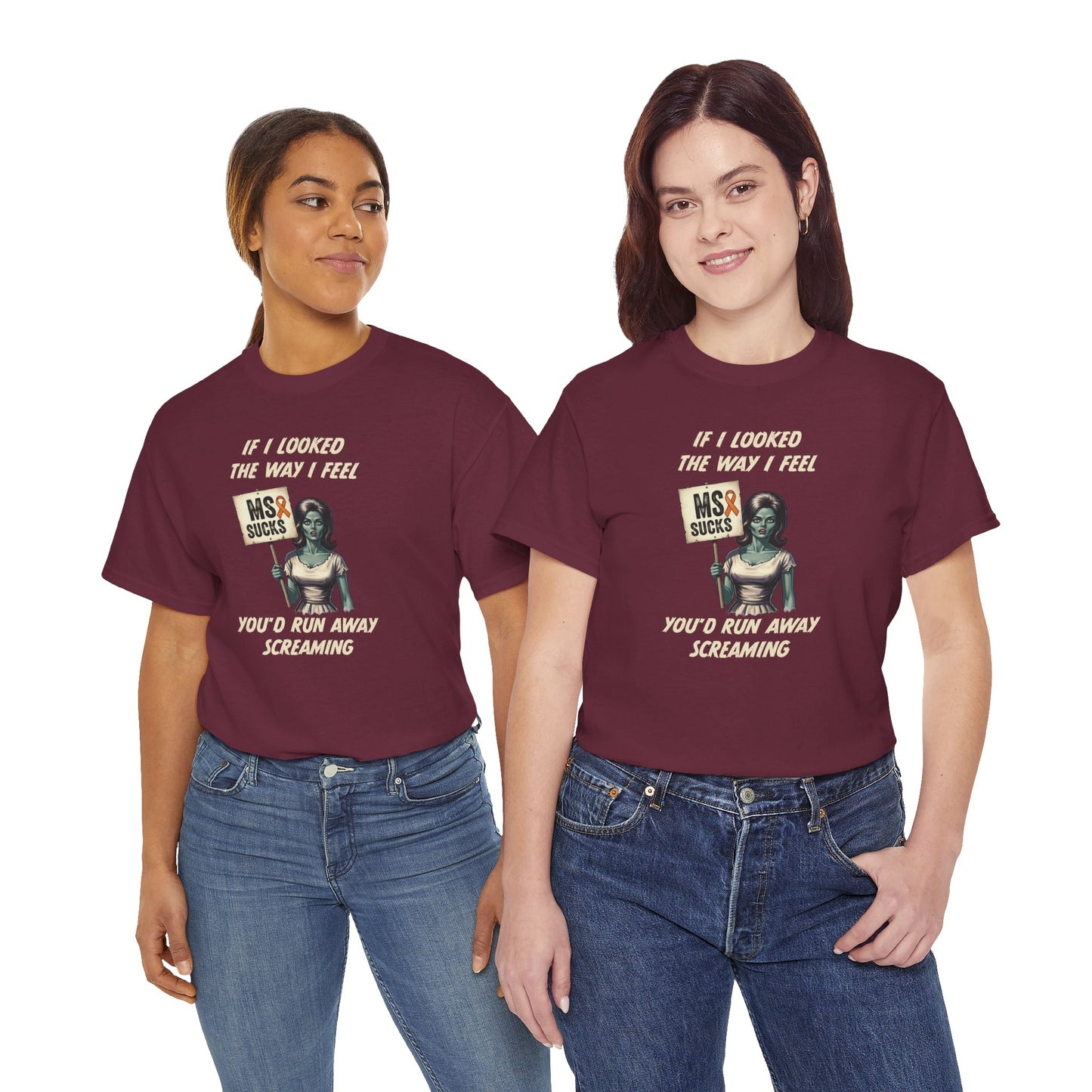If I Looked the Way I Feel Unisex Heavy Cotton Tee MS Awareness, Funny Gift, MS Support, Casual Wear
