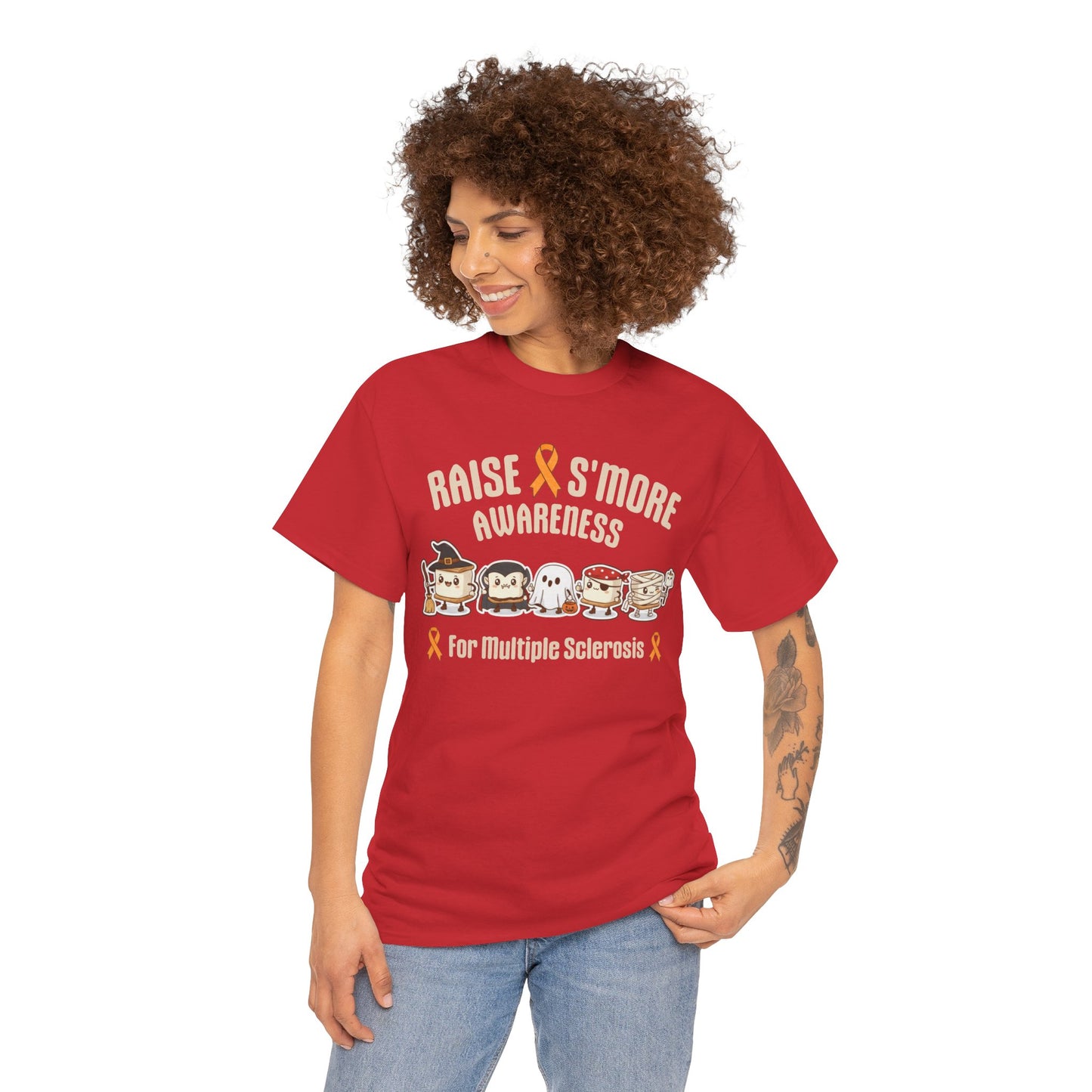 Cute Raise Awareness S'More Adult Unisex Cotton T-Shirt- Multiple Sclerosis Support Shirt, S'More Fun for a Cause, Gift for Awareness Events