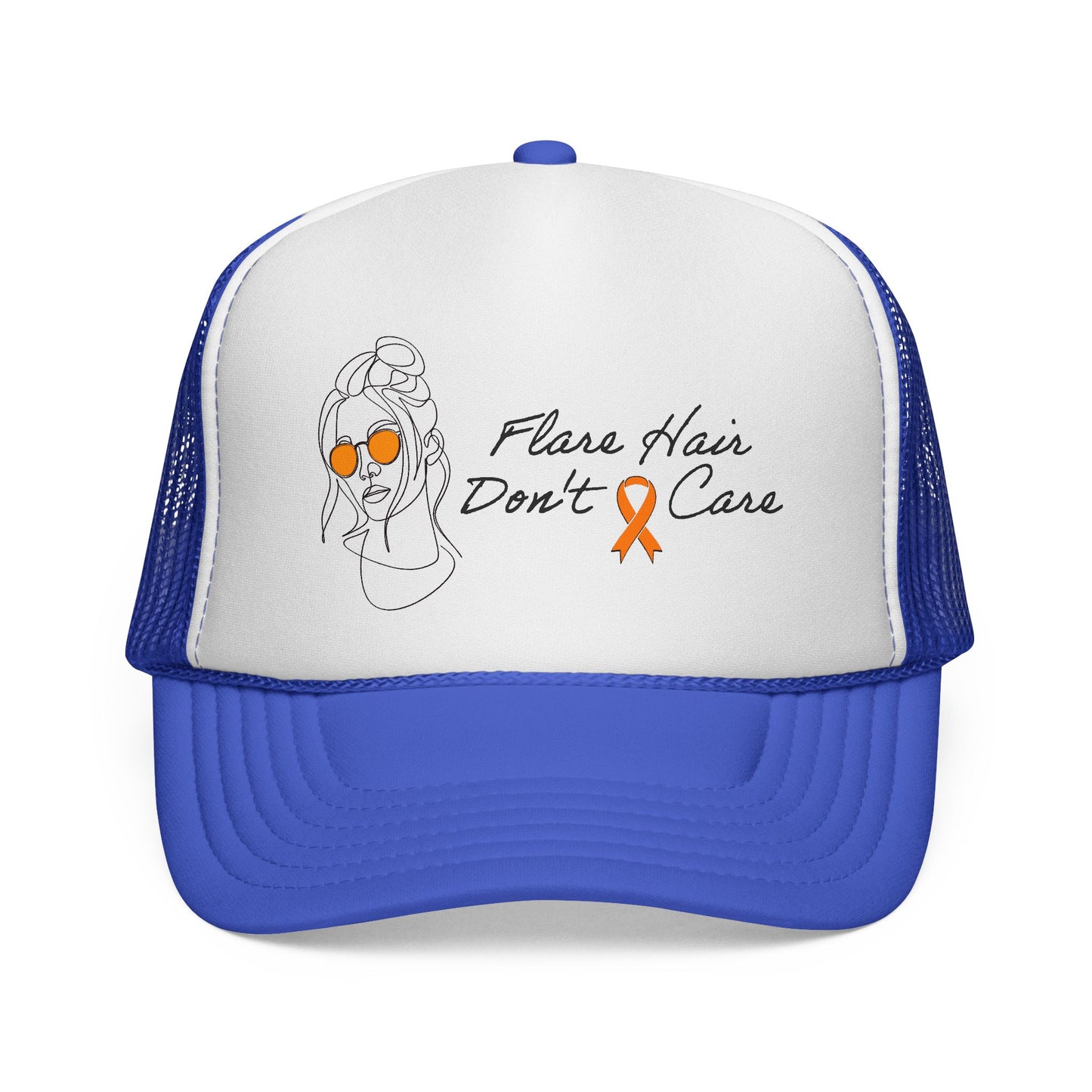 Flare Hair Don't Care Trucker Cap | Funny MS Awareness Hat | Chronic Illness Warrior Cap