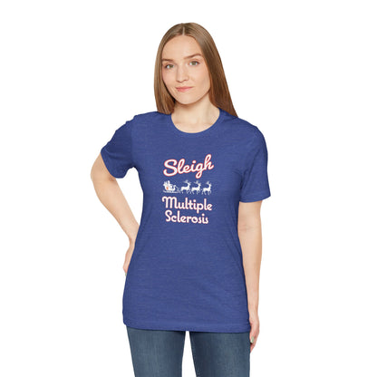 Cute Festive Sleigh MS Adult Tee Multiple Sclerosis Awareness, Charity Shirt, Unisex, Gift for Supporters, Fundraising Apparel