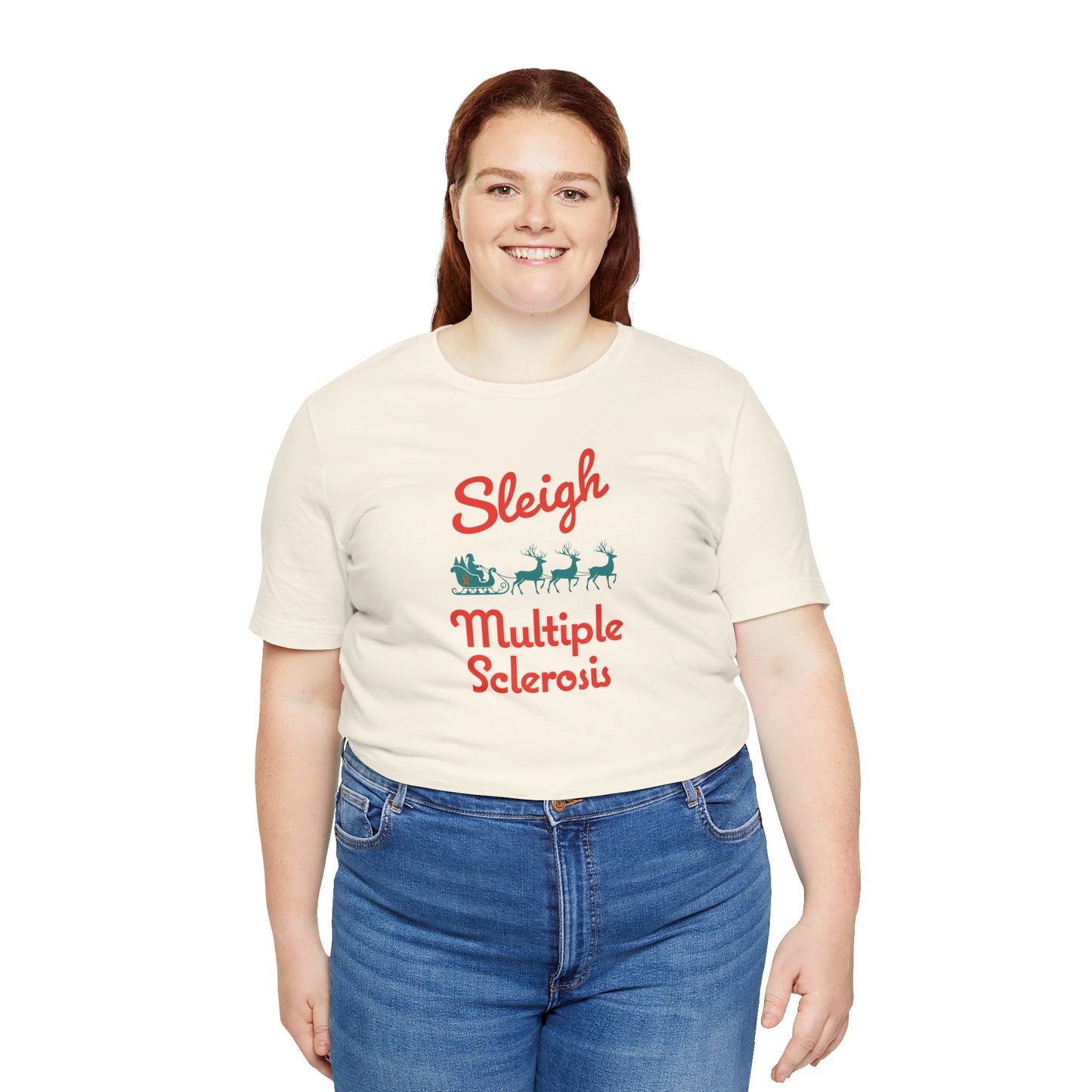 Cute Festive Sleigh MS Adult Tee Multiple Sclerosis Awareness, Charity Shirt, Unisex, Gift for Supporters, Fundraising Apparel