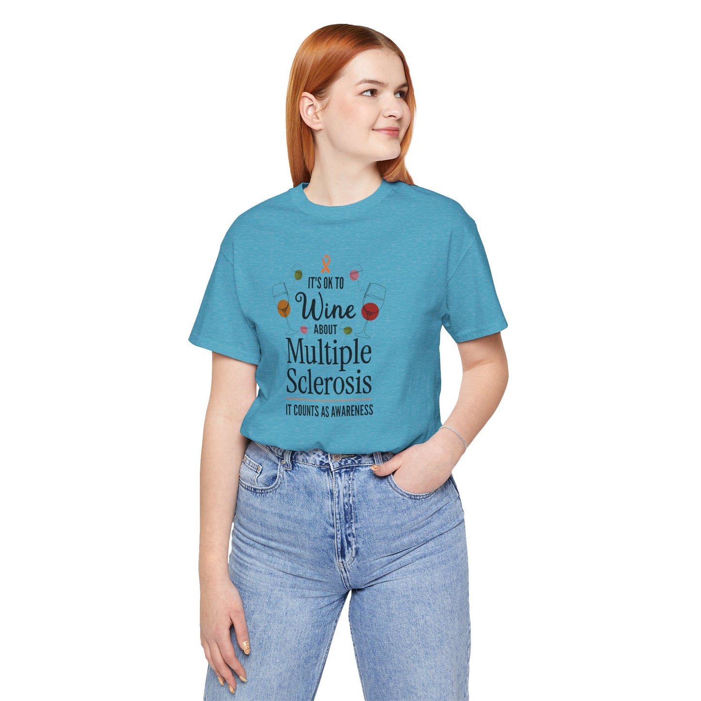 "Wine About Multiple Sclerosis It Counts As Awareness" T-Shirt, Charity Shirt, Unisex, Gift for Supporters, Fundraising Apparel