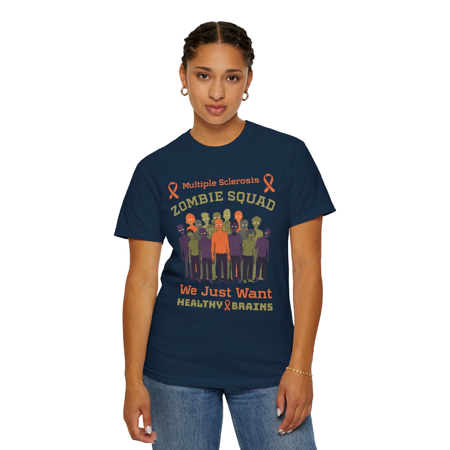 Funny MS Awareness Zombie T-shirt- Give Us Your Healthy Brains