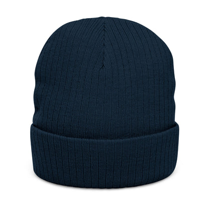 Peace Love Cure MS Embroidered Ribbed Knit Beanie - Love, Peace, Heart Design