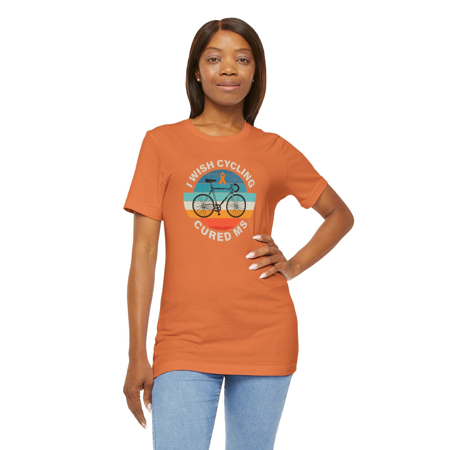 Cute I Wish CYCLING Cured MS - Adult Tee Multiple Sclerosis Awareness, Charity Shirt, Unisex, Gift for Supporters, Fundraising Apparel