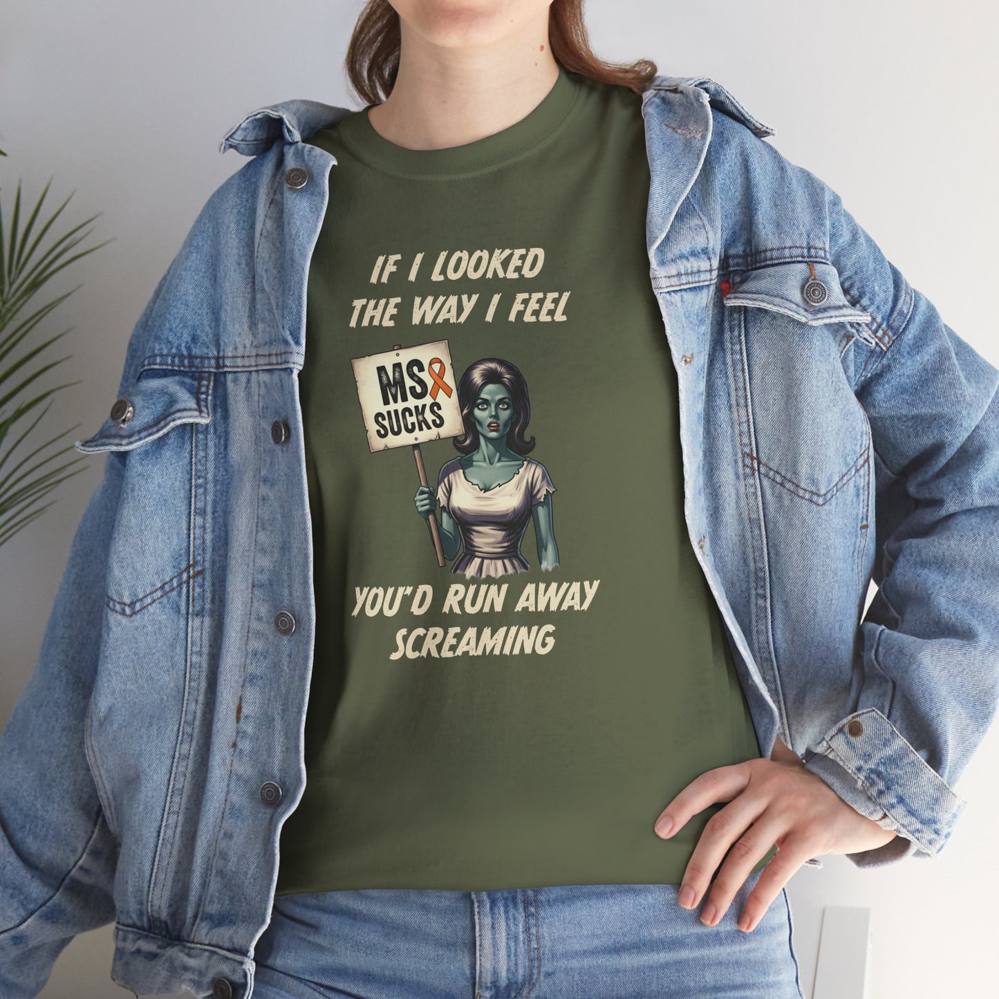 If I Looked the Way I Feel Unisex Heavy Cotton Tee MS Awareness, Funny Gift, MS Support, Casual Wear