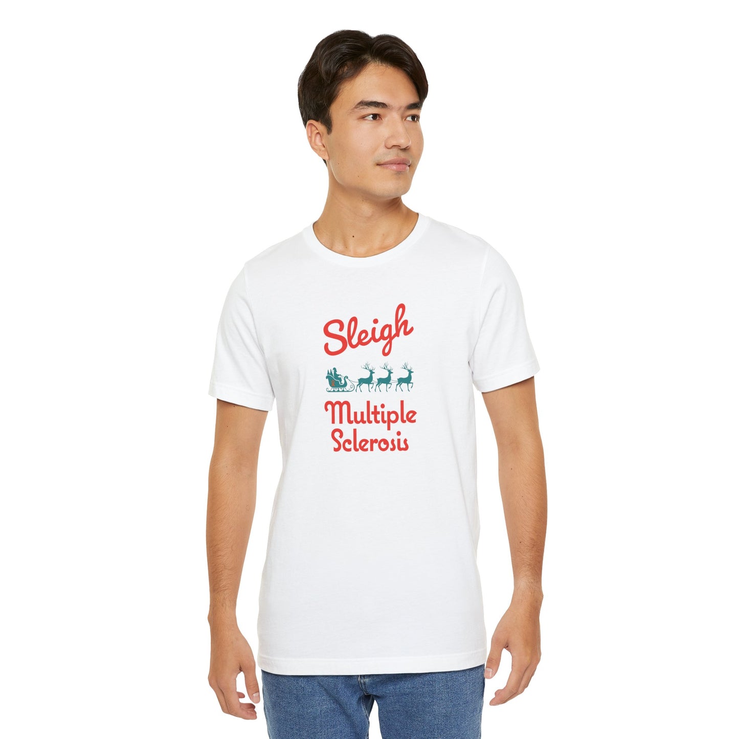 Cute Festive Sleigh MS Adult Tee Multiple Sclerosis Awareness, Charity Shirt, Unisex, Gift for Supporters, Fundraising Apparel