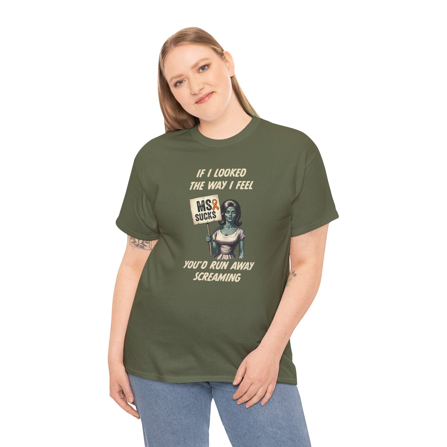 If I Looked the Way I Feel Unisex Heavy Cotton Tee MS Awareness, Funny Gift, MS Support, Casual Wear