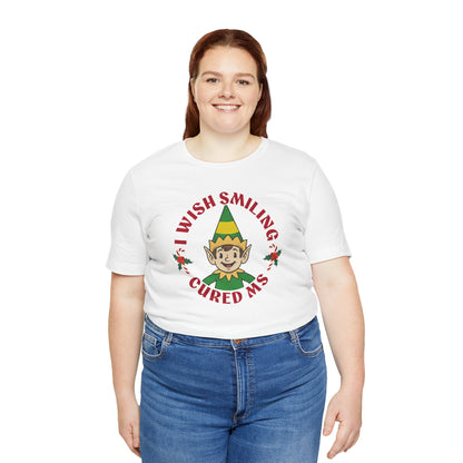 Elf Inspired MS Awareness T-Shirt | I Wish Smiling Cured MS Holiday Tee | Multiple Sclerosis Fundraiser Christmas Gift | Red Softstyle Shirt