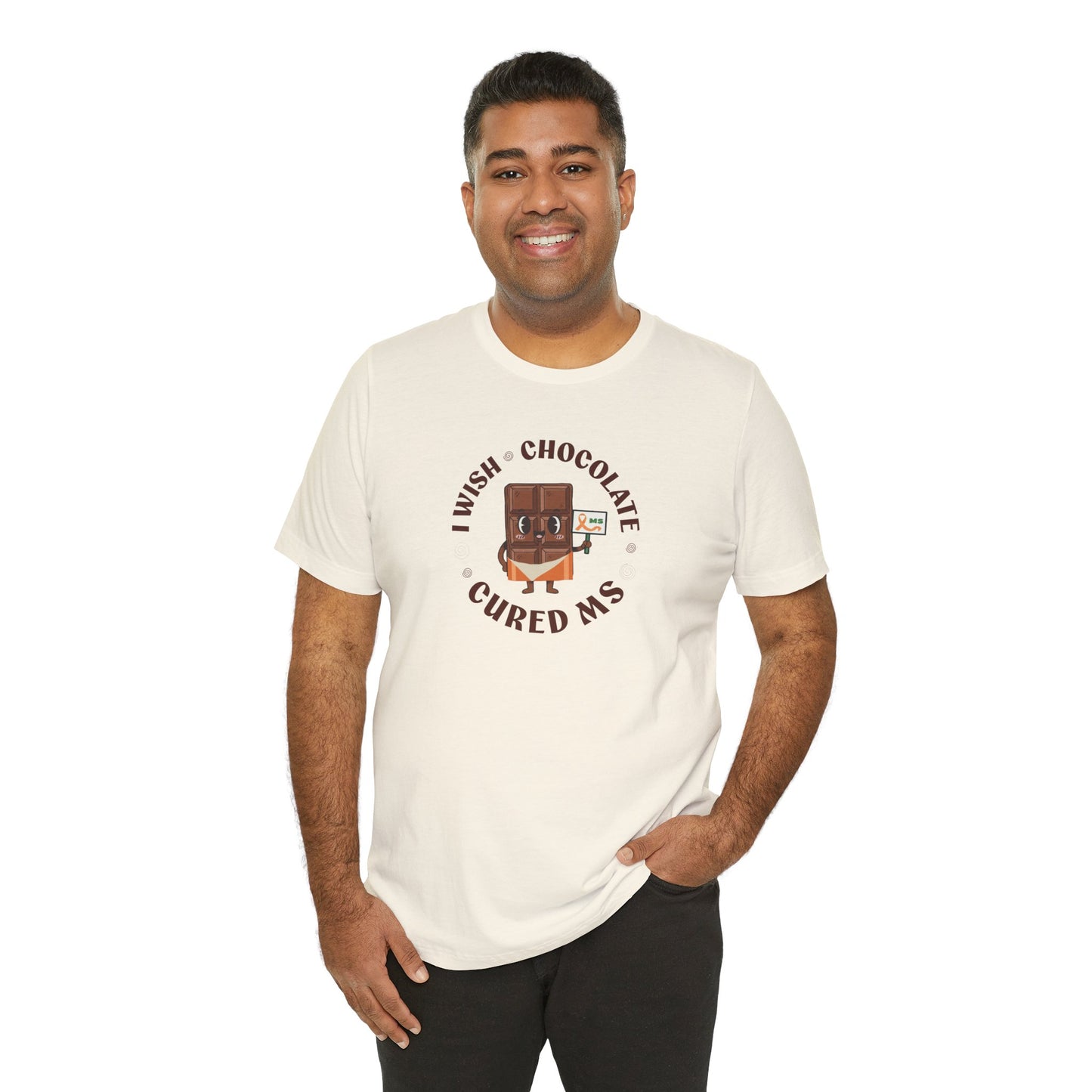 I Wish Chocolate Cured MS Adult Tee Multiple Sclerosis Awareness, Charity Shirt, Unisex, Gift for Supporters, Fundraising Apparel