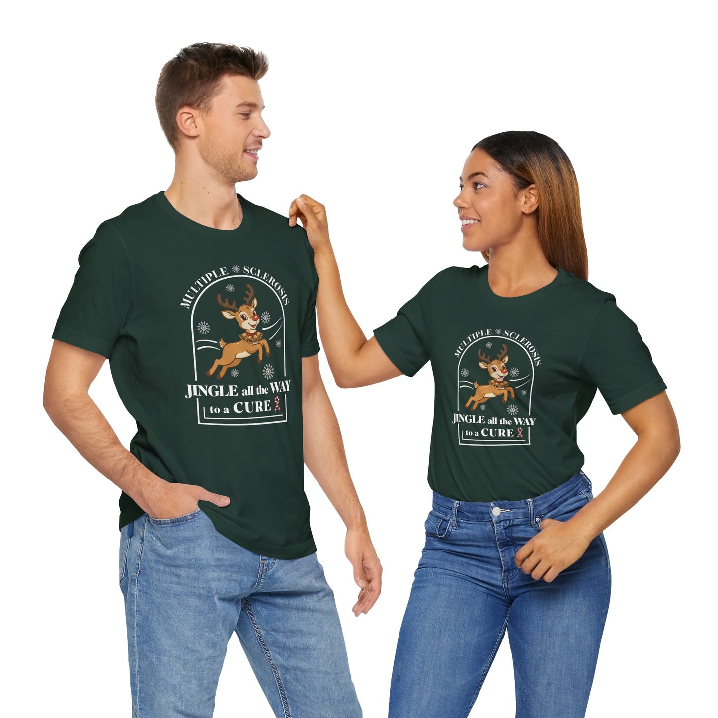 Jingle All The Way To A Cure For MS T-Shirt | Multiple Sclerosis Christmas Tee