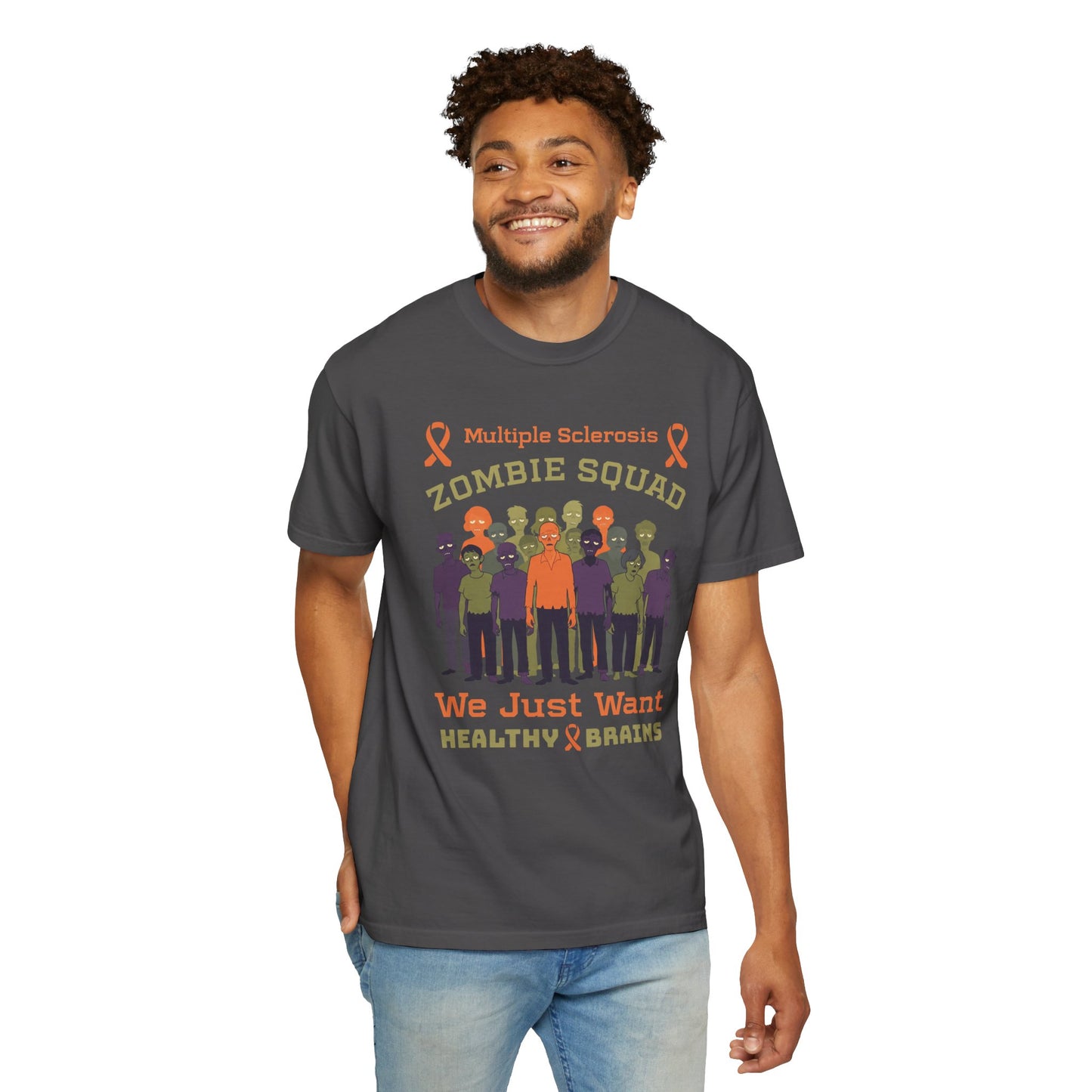 Funny MS Awareness Zombie T-shirt- Give Us Your Healthy Brains