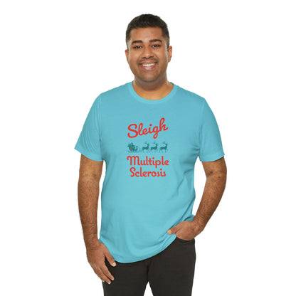 Cute Festive Sleigh MS Adult Tee Multiple Sclerosis Awareness, Charity Shirt, Unisex, Gift for Supporters, Fundraising Apparel
