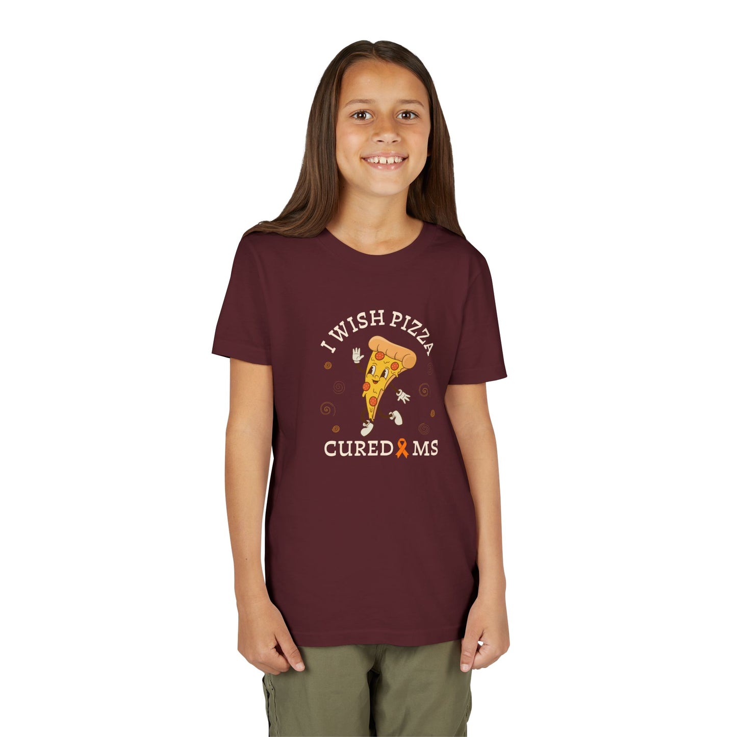 Youth I Wish Pizza CURED MS Short Sleeve Tee for Multiple Sclerosis Awareness