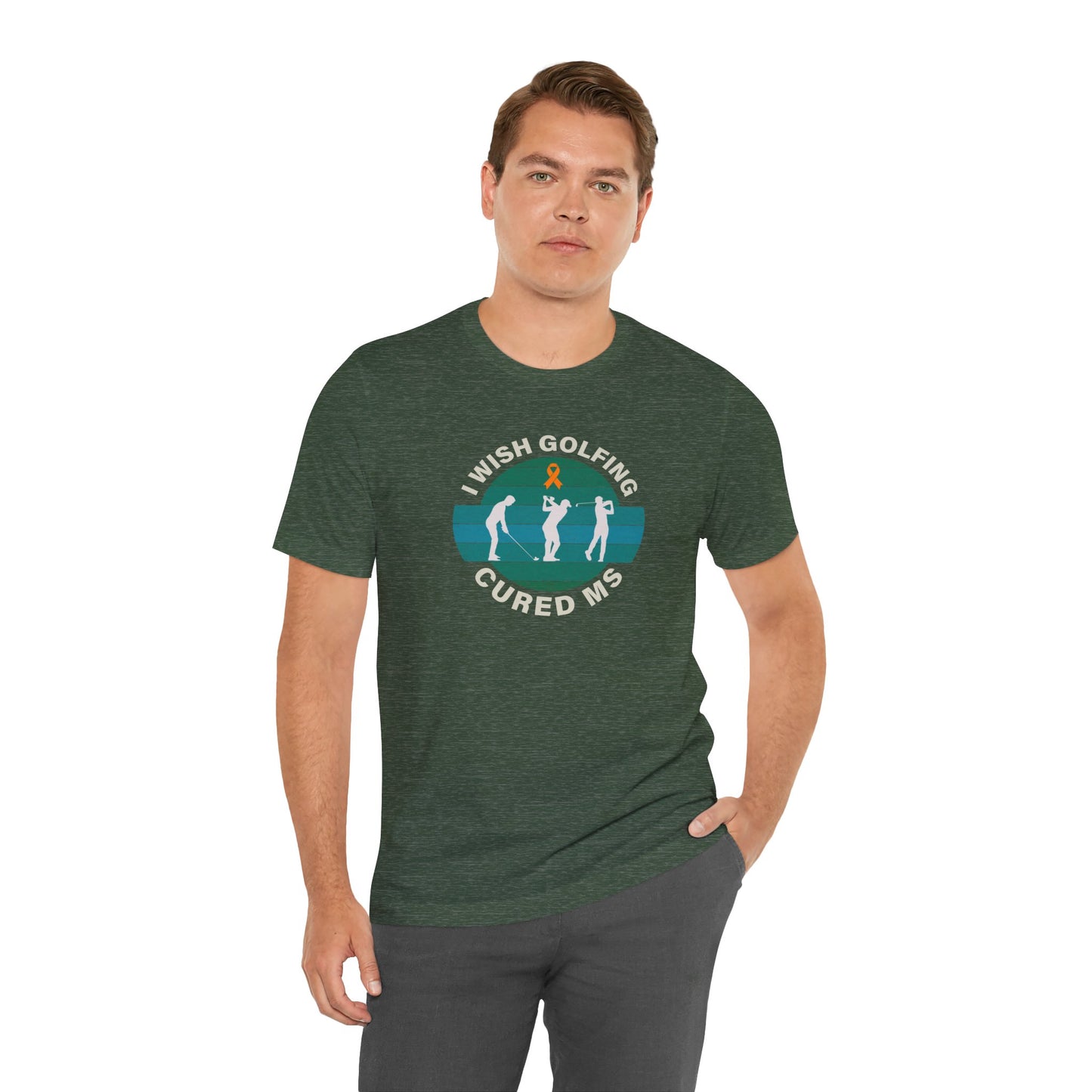 Cute I Wish GOLFING Cured MS - Adult Tee Multiple Sclerosis Awareness, Charity Shirt, Unisex, Gift for Supporters, Fundraising Apparel