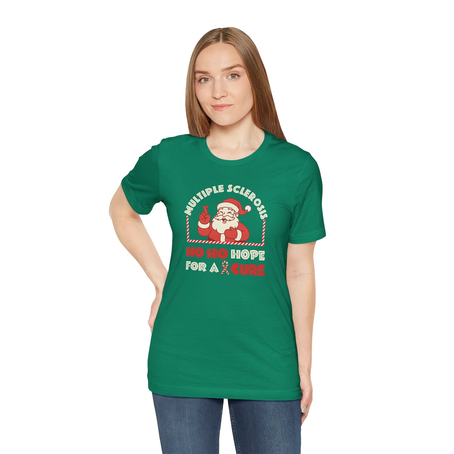 Ho Ho HOPE for a Cure Adult Tee, Multiple Sclerosis Awareness, Charity Shirt, Unisex, Gift for Supporters, Fundraising Apparel